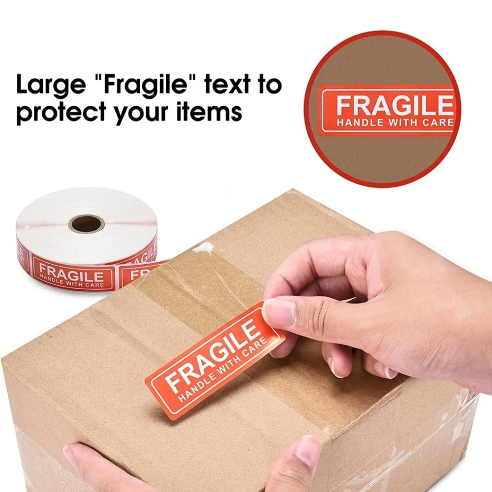 200 FRAGILE HANDLE WITH CARE Warning Packing Shipping Sticker Labels 3